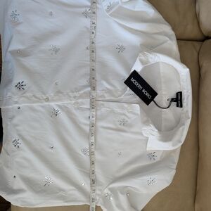 Modern Works White Embellished Blouse